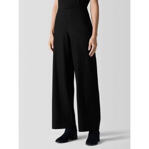 Eileen Fisher Black Washable Stretch Crepe Wide-Leg Pant